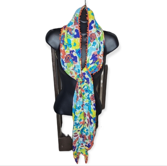 Disney Parks Mickey & Minnie Ball Fringe Scarf - Picture 1 of 6